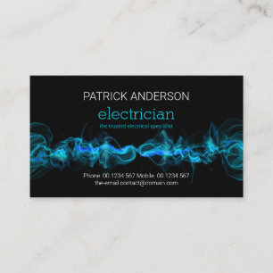 Cold Blue Lightning Strike Electrical Contractor Business Card
