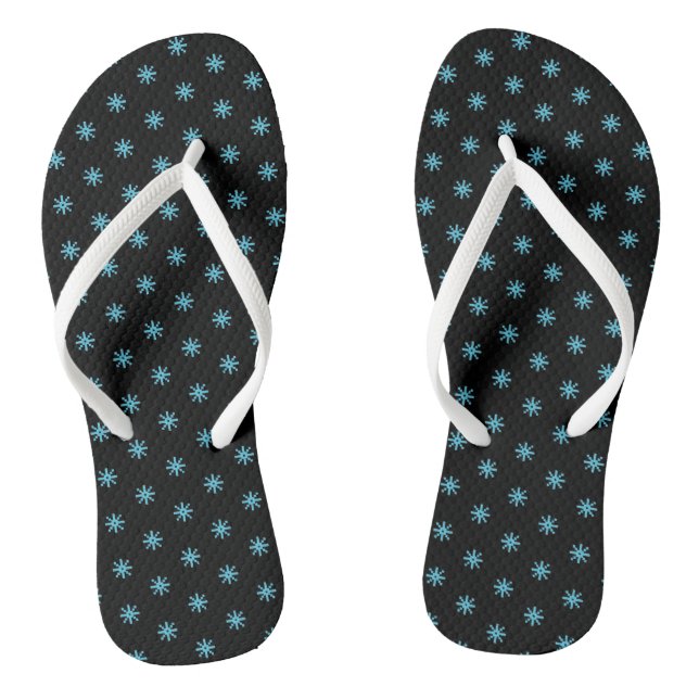 Cold Blue Snow Falling Flip Flops (Footbed)