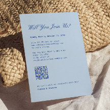 Cold Blue Wedding RSVP Card Qr Code