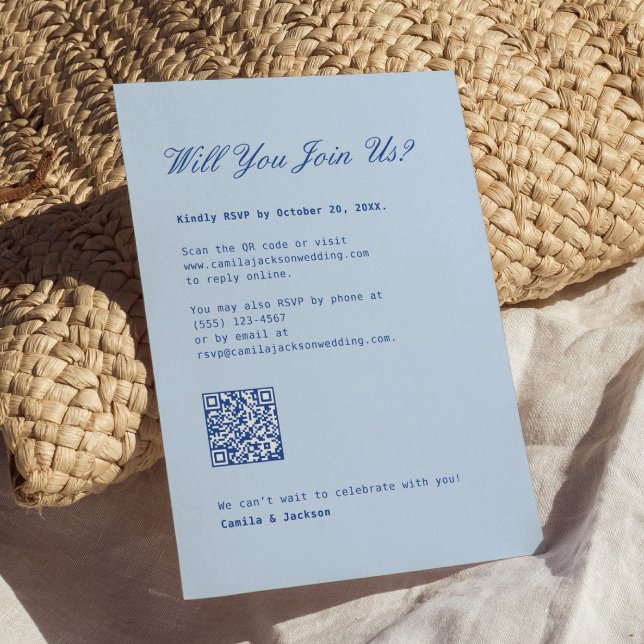 Cold Blue Wedding RSVP Card Qr Code (Creator Uploaded)