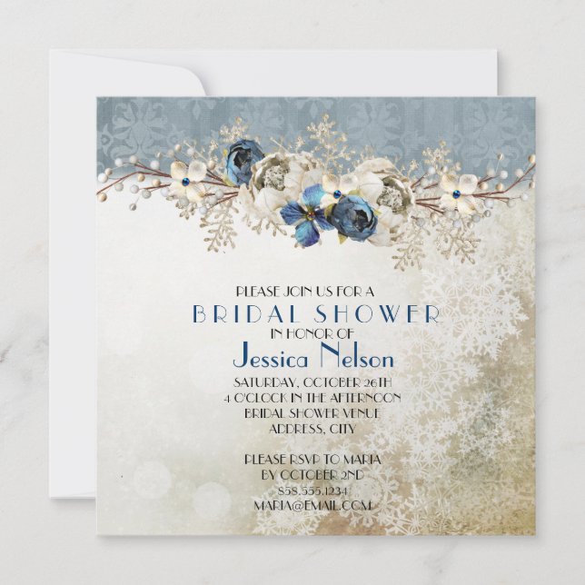 Cold Blue Winter Day Bridal Shower Invitation (Front)