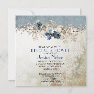 Cold Blue Winter Day Bridal Shower Invitation