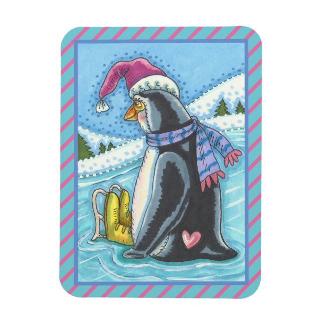 COLD BOTTOM WARM HEART PENGUIN CHRISTMAS MAGNET (Vertical)