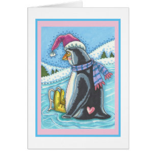 COLD BOTTOM WARM HEART PENGUIN GREETING CARD B