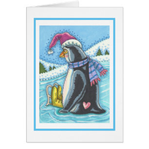 COLD BOTTOM WARM HEART PENGUIN GREETING CARD B