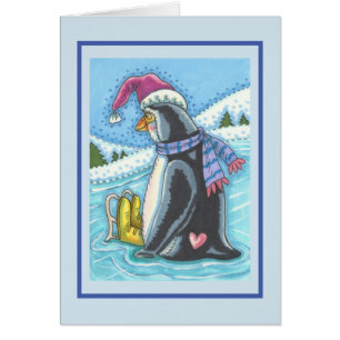 COLD BOTTOM WARM HEART PENGUIN GREETING CARD B