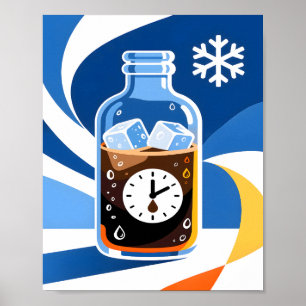 Cold Brew Coffee Time Concept Modern Blue Poster