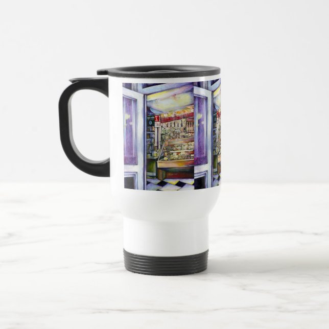 Cold Brew in a Hot Deli Travel Mug (Left)