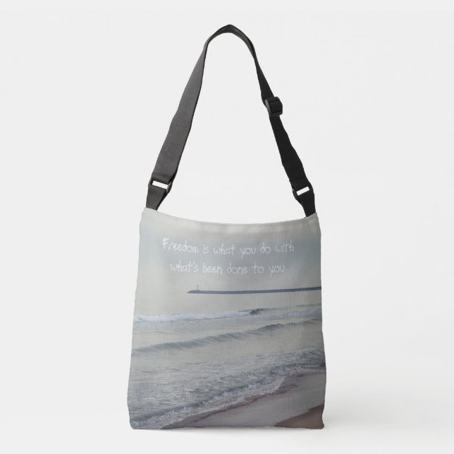 Cold calm sea on a winter day crossbody bag (Front)