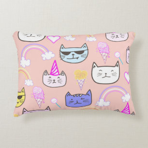 Cold Cats Rainbow Cake ・ Kawaii C design Decorative Cushion