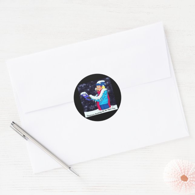 Cold Christmas Caroler Classic Round Sticker (Envelope)