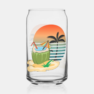 Cold drink, hot beach can glass