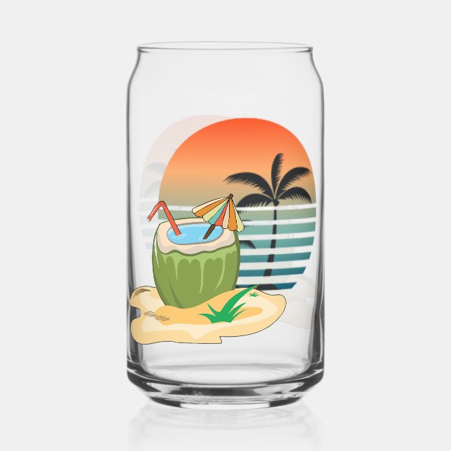 Cold drink, hot beach can glass (Front)