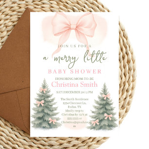 Cold Elegant A Pink Bow Coquette Baby Shower Invitation