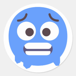Cold Face Cute Adorable Emoji Editable Colours Blu Classic Round Sticker