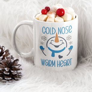 Cold Nose Warm Earth, Cute Snowman Coffee Mug