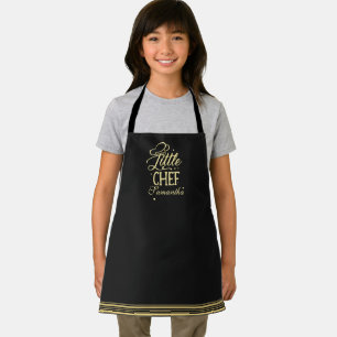 Cold On Grey Little Chef Typography Custom Name  Apron