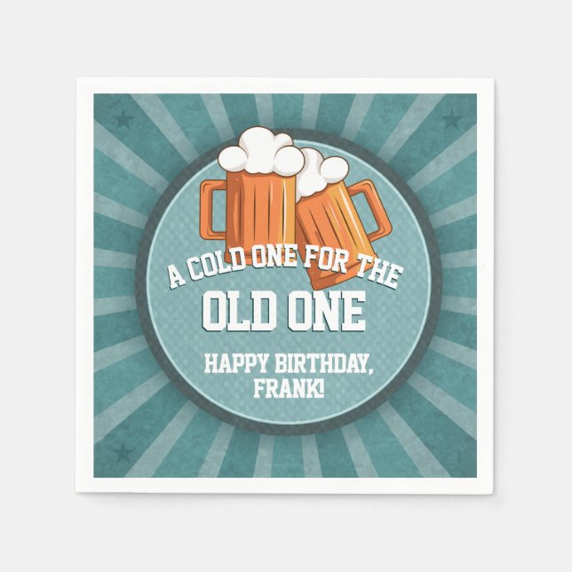 Cold One for the Old One Birthday Party Napkin (Front)