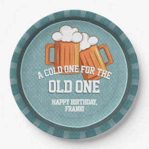 Cold One for the Old One Birthday Party Paper Plate