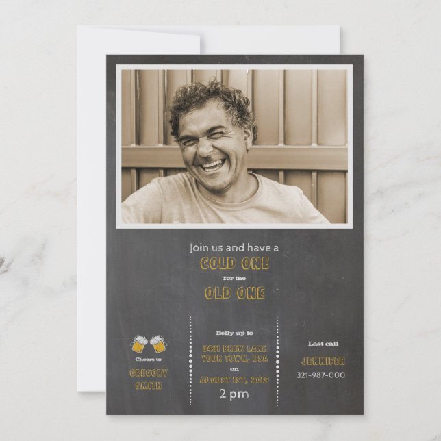 Cold One for the Old One Invitation (Front)