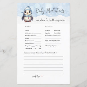 Cold Outside Baby Predictions Baby Shower Games