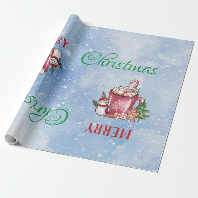 Cold Outside Cup Merry Christmas Happy Holidays Wrapping Paper (Unrolled)