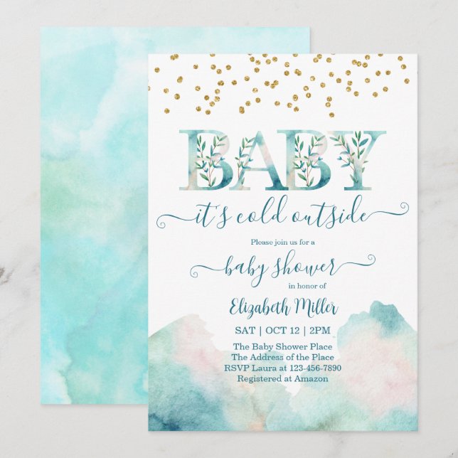 Cold Outside Gender Neutral Baby Shower Invitation (Front/Back)