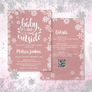 Cold Outside Girl Winter Baby Shower All In One Invitation