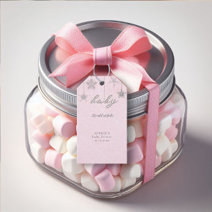 Cold Outside Glitter Snowflakes Pink Baby Shower Gift Tags