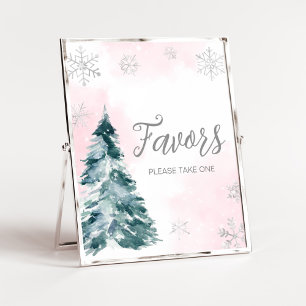 Cold Outside Pink Winter Baby Shower Favours Poster