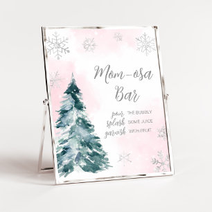 Cold Outside Pink Winter Baby Shower Mum Osa Bar Poster