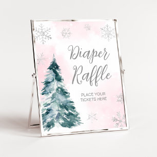 Cold Outside Pink Winter Diaper Raffle Poster