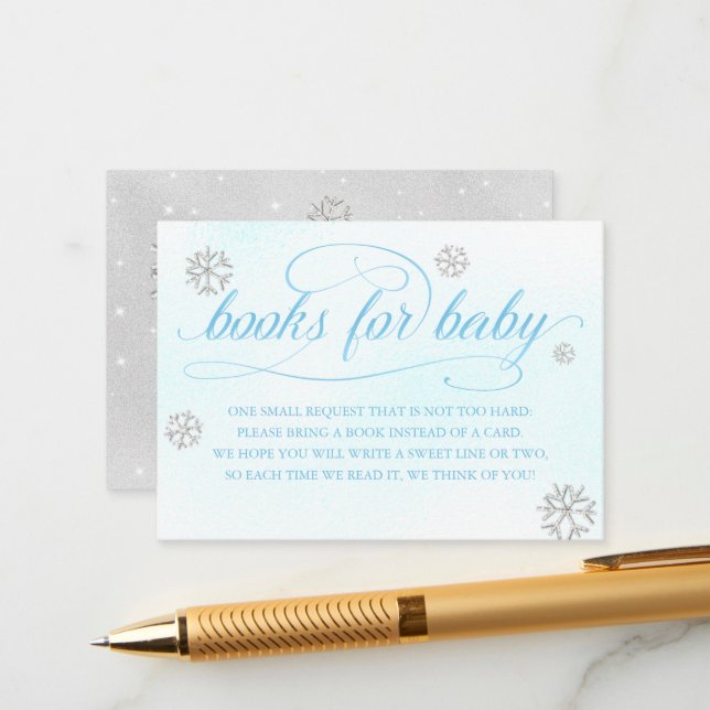Cold Outside Rhinestone Glitter Books for Baby Boy Enclosure Card (Front/Back In Situ)
