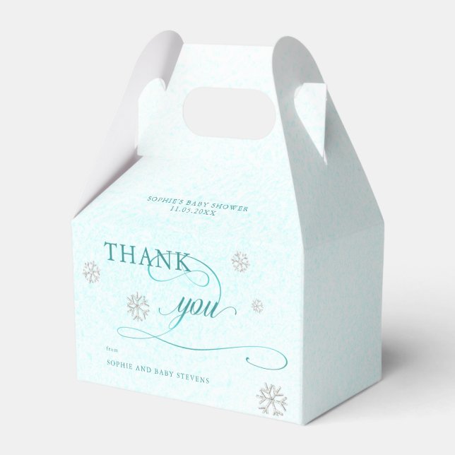 Cold Outside Rhinestone Glitter Winter Baby Shower Favour Box (Front Side)