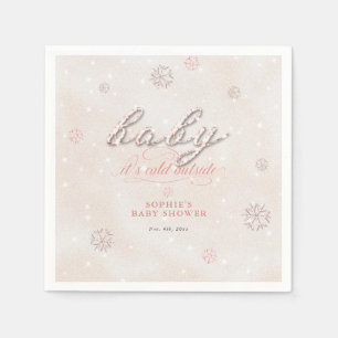 Cold Outside Rhinestone Glitter Winter Baby Shower Napkin