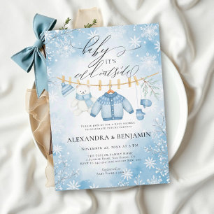Cold Outside Snow Wonderland Winter Baby Shower Invitation