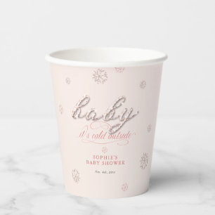 Cold Outside Snowflakes Glitter Winter Baby Shower Paper Cups