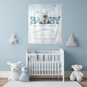 Cold Outside Winter Baby Shower Welcome Tapestry