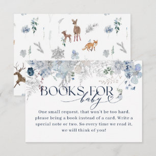 Cold outside Winter Floral Deer Baby Shower Books Enclosure Card