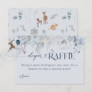 Cold outside Winter Floral Deer Baby Shower Books Enclosure Card