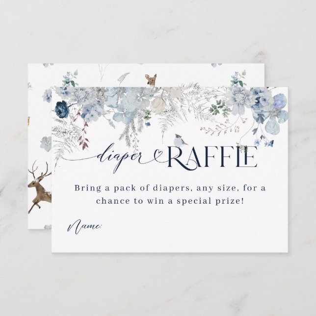 Cold outside Winter Floral Deer Baby Shower Books Enclosure Card (Front/Back)