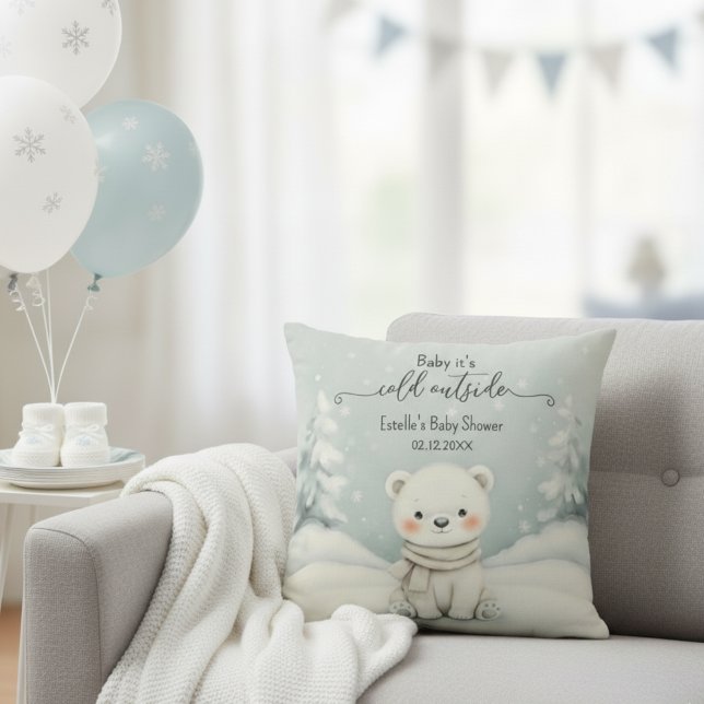 Cold Outside Winter Gender Neutral Baby Shower Cushion (Creator Uploaded)