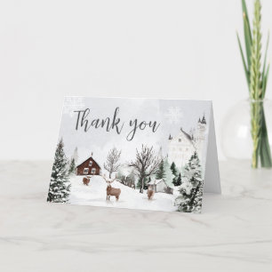 Cold Outside Winter Wonderland Baby Shower Thank You Card