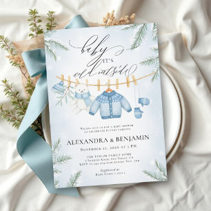 Cold Outside Wonderland Winter Boy Baby Shower Invitation