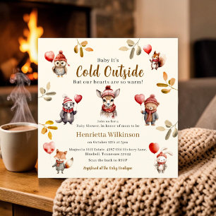 Cold Outside Woodland Animals Baby Shower 