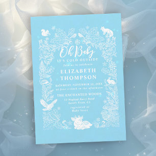 Cold Outside Woodland Animals Winter Baby Shower Invitation