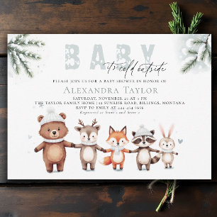 Cold Outside Woodland Animals Winter Baby Shower Invitation