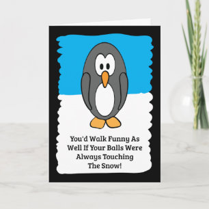 Cold Penguin Happy Birthday Card
