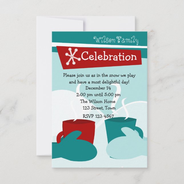 Cold Snow Warm Mittens Invitation (Front)