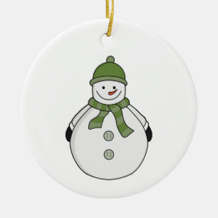 Cold snowman ceramic tree decoration